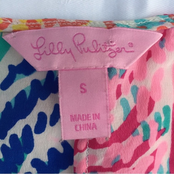 Lilly Pulitzer Asher Silk Top Electric Feel Print - Picture 2 of 8